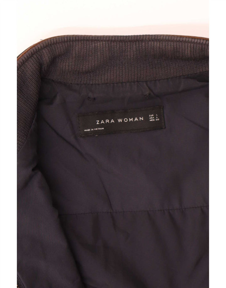 Zara Dame Quiltet Gilet UK 14 Large Navy Blue