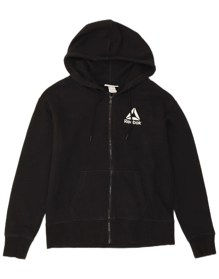 REEBOK hættetrøje med lynlås til kvinder UK 14 Medium Sort bomuld