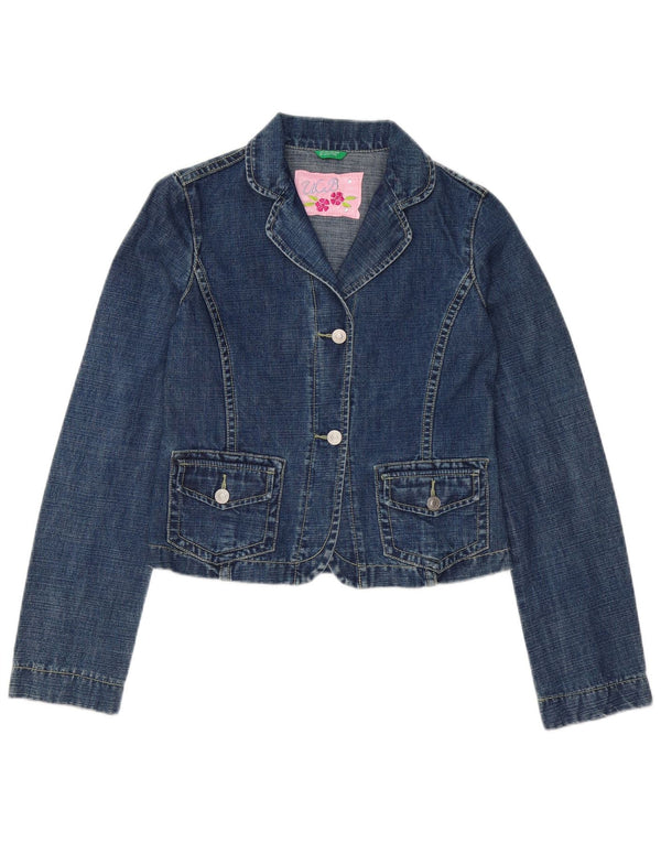 Benetton piger 2 knap denim blazerjakke 11-12 år XL blå bomuld