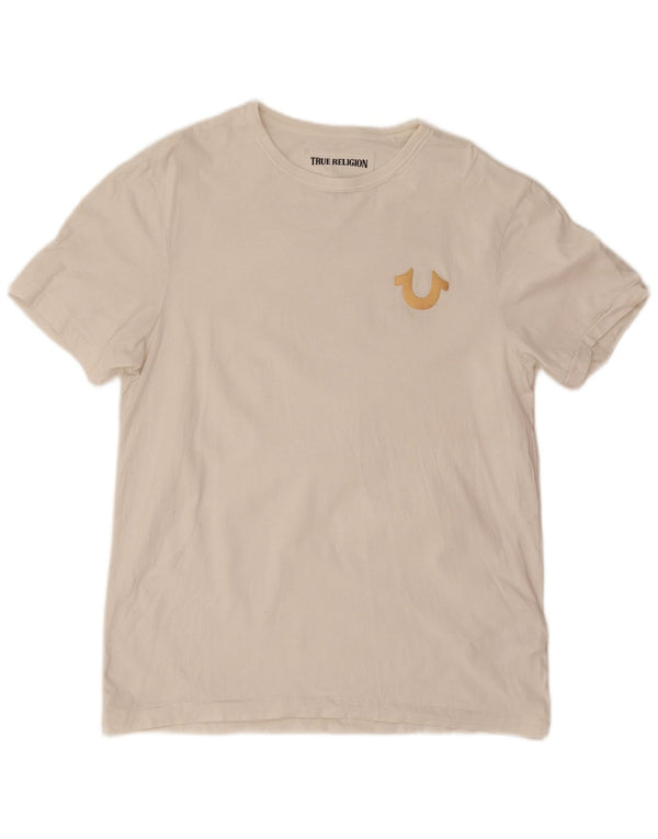 True Religion Herre grafisk T-shirt Top Medium Hvid Bomuld