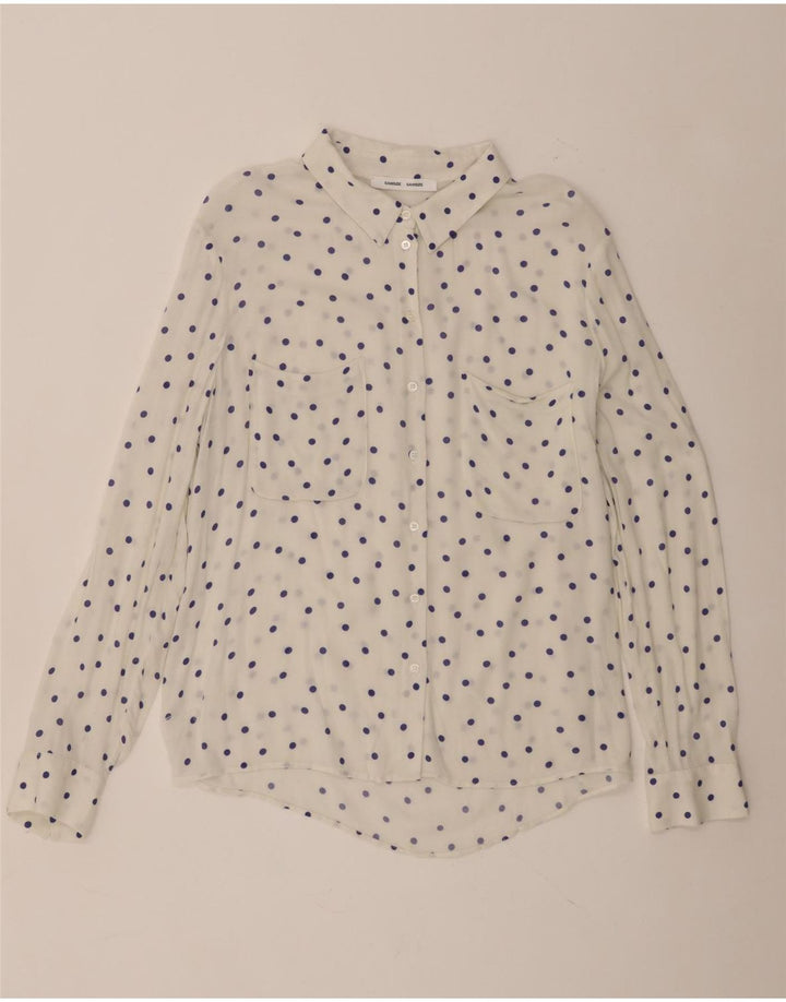 Samsoe & Womens Shirt UK 18 XL White Spotted Viscose