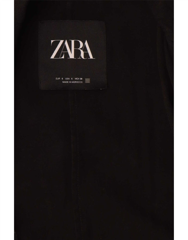 Zara Womens Oversized Trench Coat UK 10 Small Black Lyocell