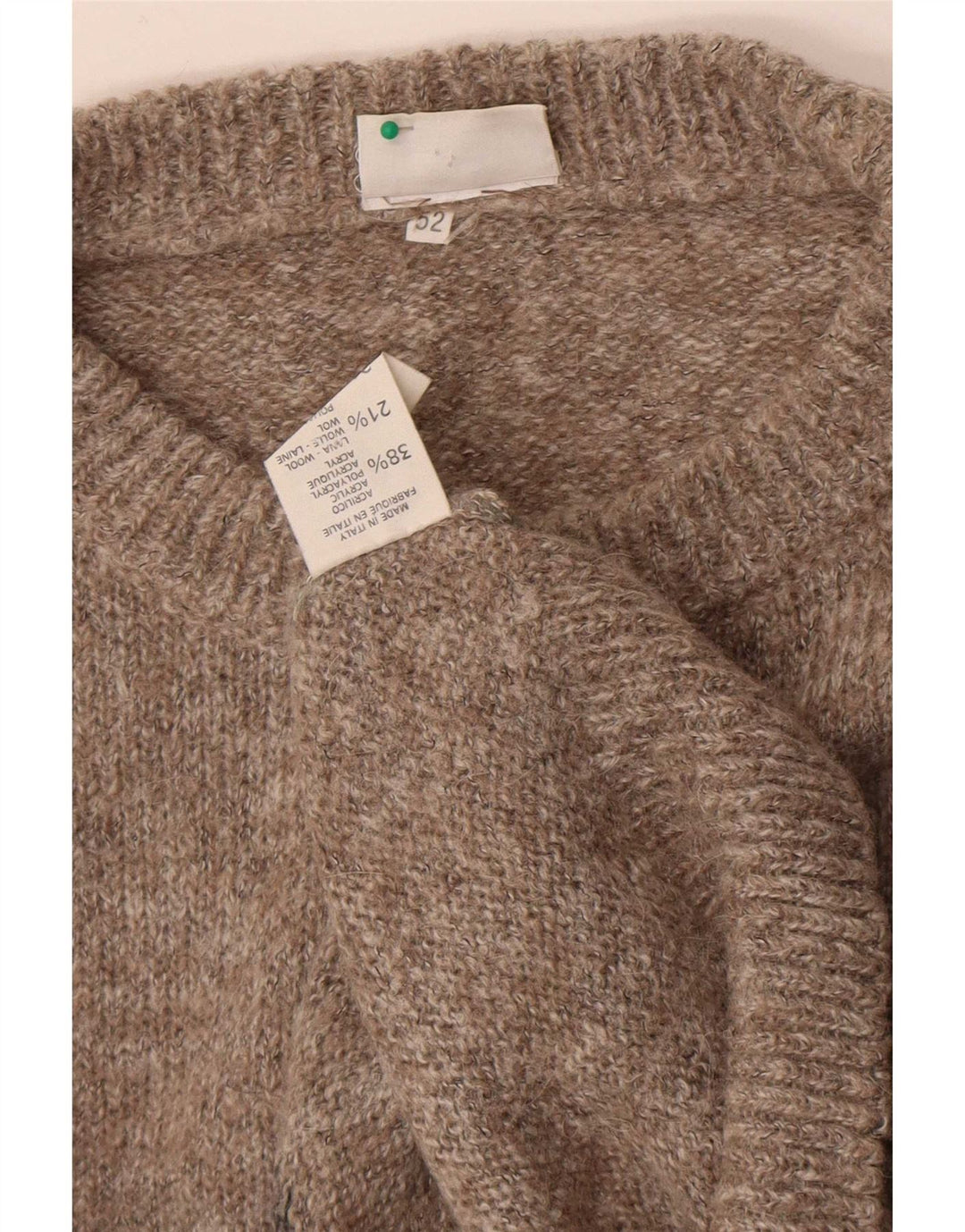 Fiume Herre grafisk rund hals sweater IT 52 Stor brun farveblok