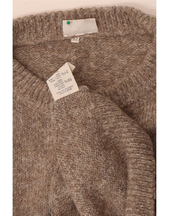 Fiume Herre grafisk rund hals sweater IT 52 Stor brun farveblok
