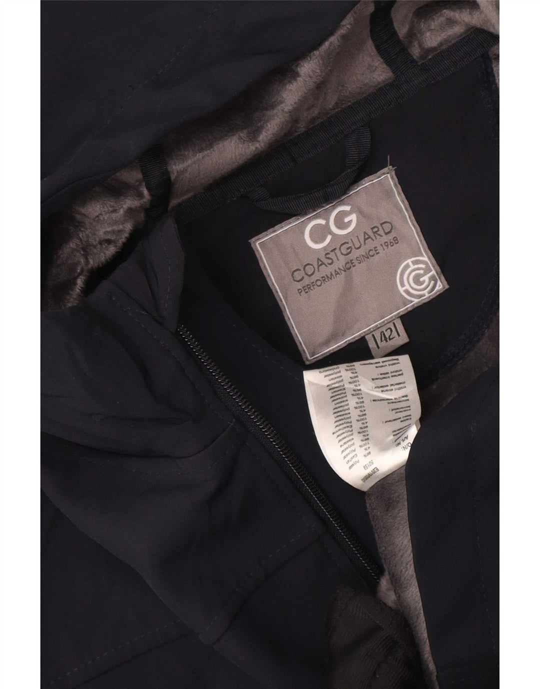Coast Guard Dame Hooded Windbreaker Coat IT 42 Medium Navy Blue