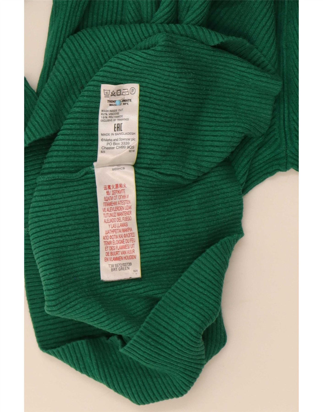 Marks & Spencer Dame Rullehals Sweater UK 10 Small Green Viscose