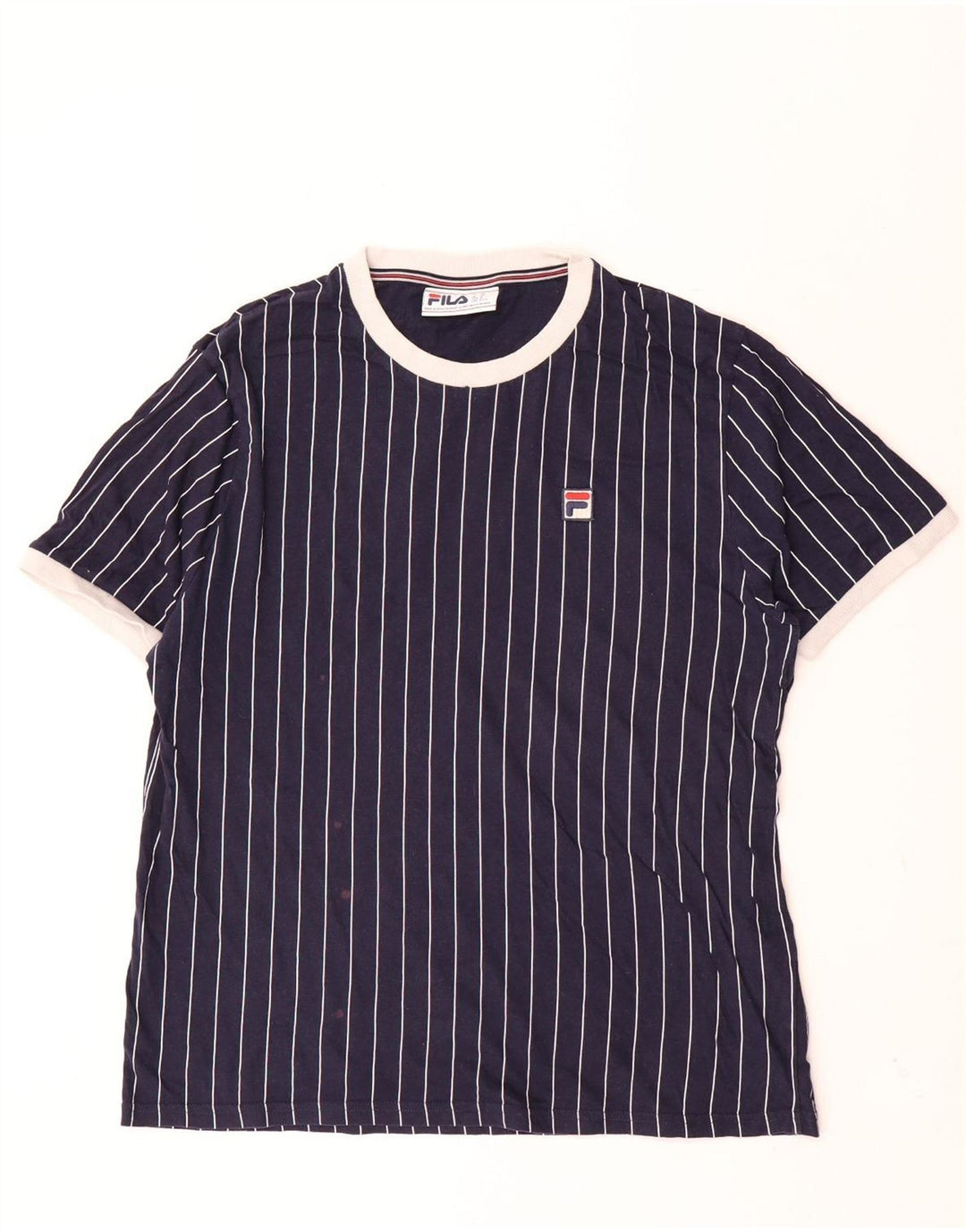 Fila T-shirt top til mænd XL marineblå stribet bomuld