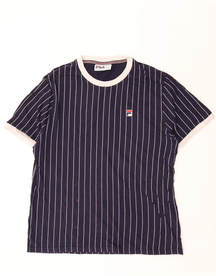 Fila T-shirt top til mænd XL marineblå stribet bomuld