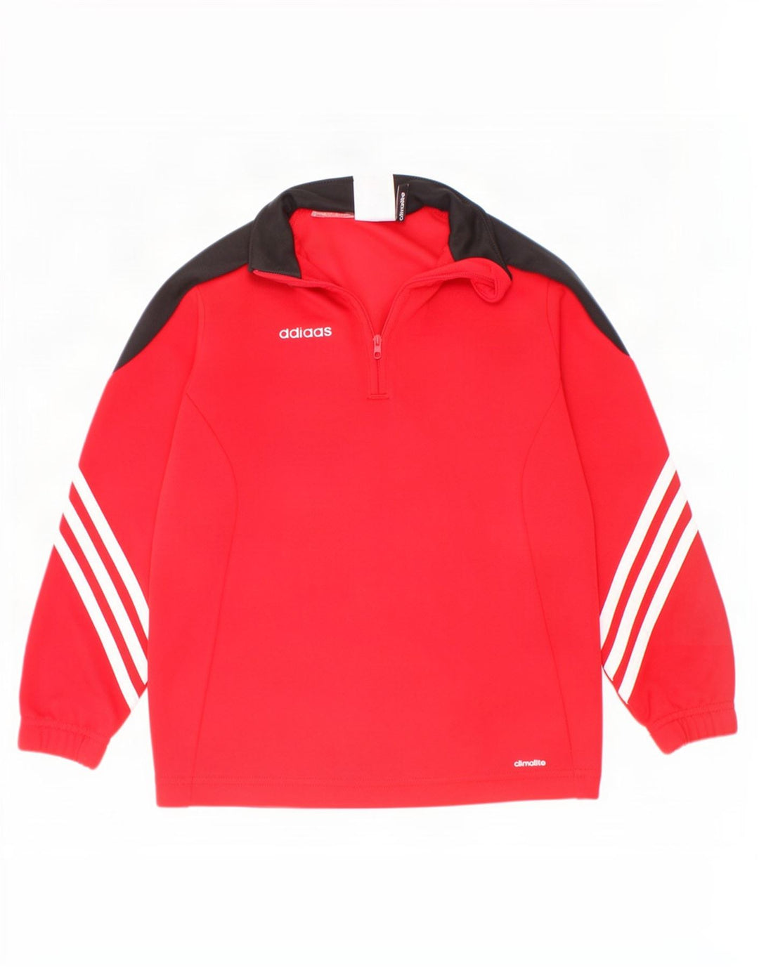 Adidas Drenge Pullover med lynlås-hals-træningsdragt Top 5-6 år XS Rød Colourblock