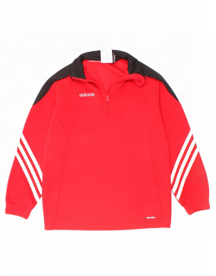 Adidas Drenge Pullover med lynlås-hals-træningsdragt Top 5-6 år XS Rød Colourblock