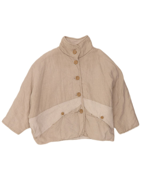Vintage 3/4 ærmet bomberjakke til kvinder, UK 16, stor beige farveblok
