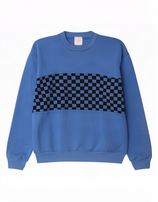 Crane Herre Sweatshirt Jumper IT 48 Medium Blue Geometrisk Bomuld