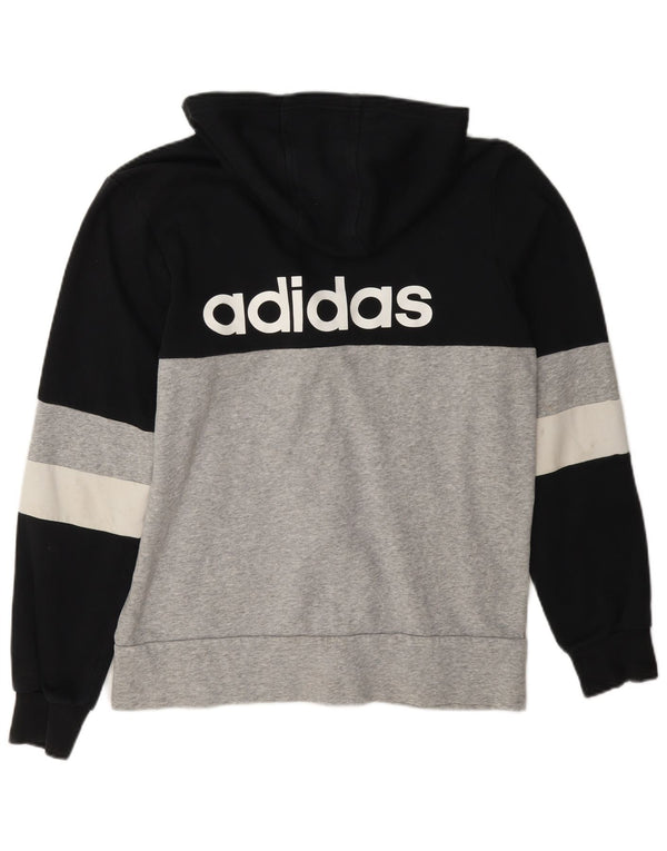 Adidas drenge grafisk hættetrøje med lynlås 15-16 år Sort Colourblock Bomuld