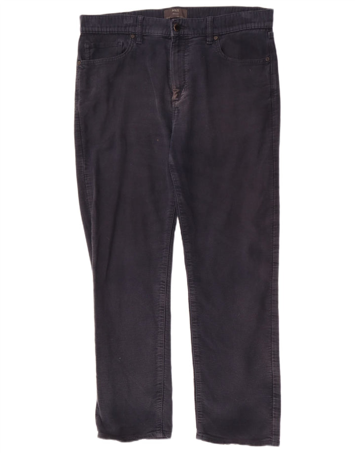 Marks & Spencer Herre Regular Casual Bukser W36 L29 Marineblå Bomuld