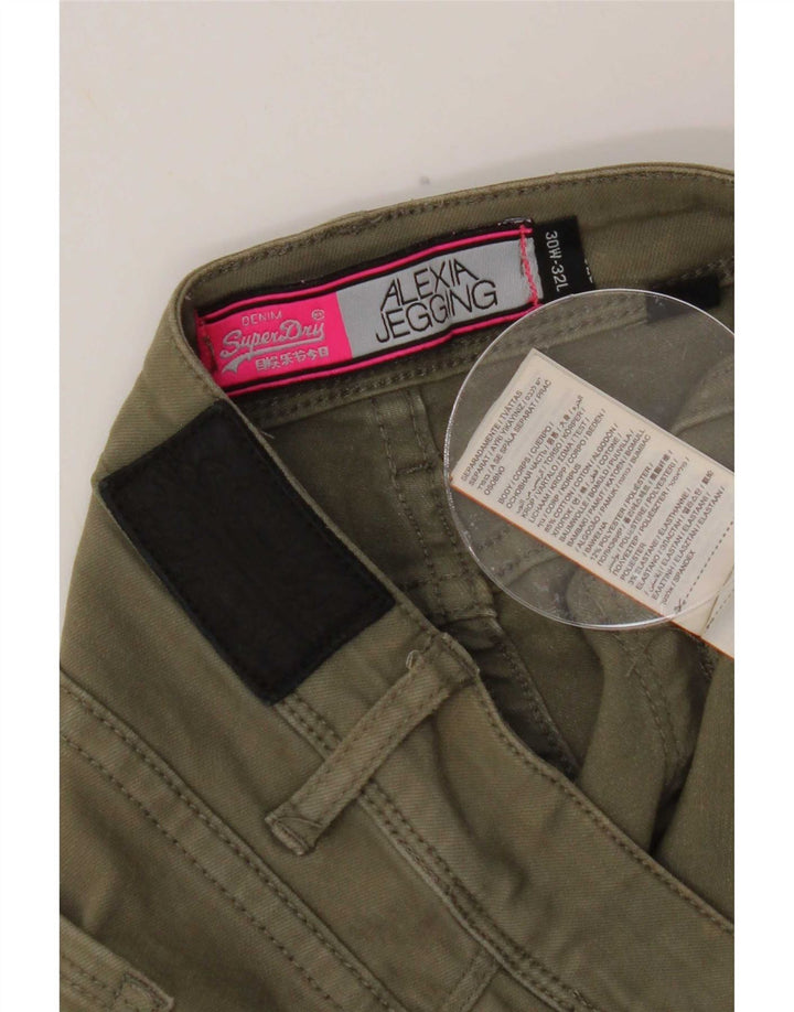 Superdry Dame Alexia Jegging Jeans W30 L32 Khaki Bomuld