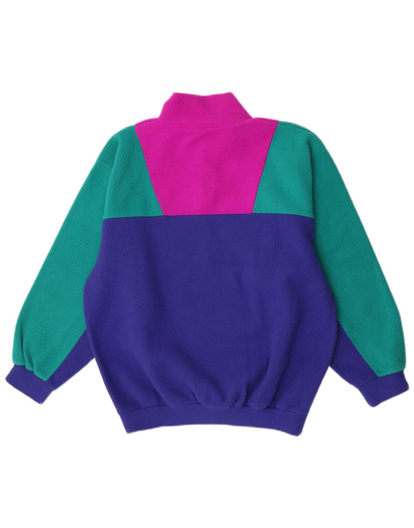 Vintage herre grafisk fleece jumper stor flerfarvet farveblok