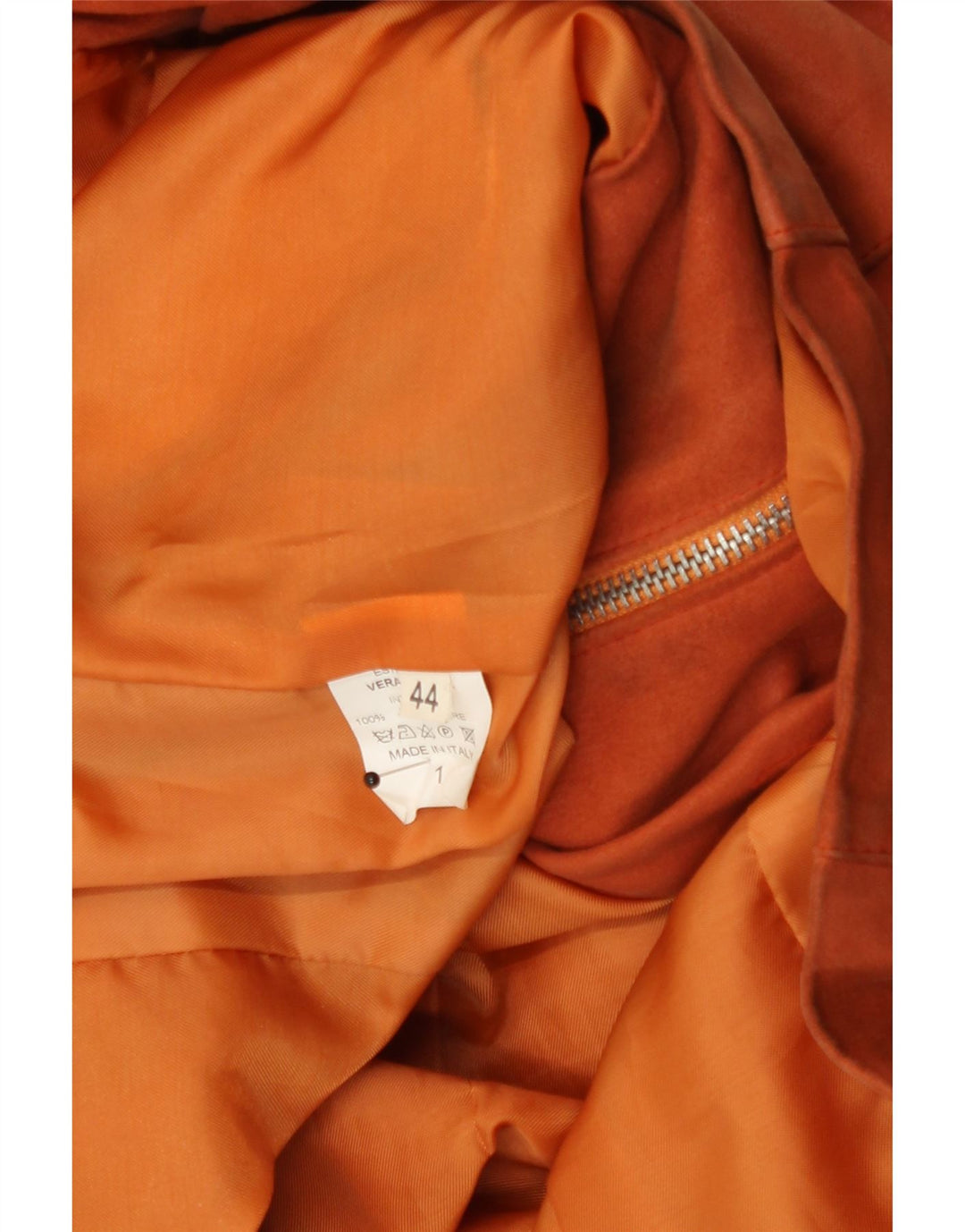Vintage Dame Crop Læderjakke IT 44 Medium Orange Læder