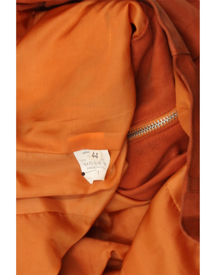 Vintage Dame Crop Læderjakke IT 44 Medium Orange Læder