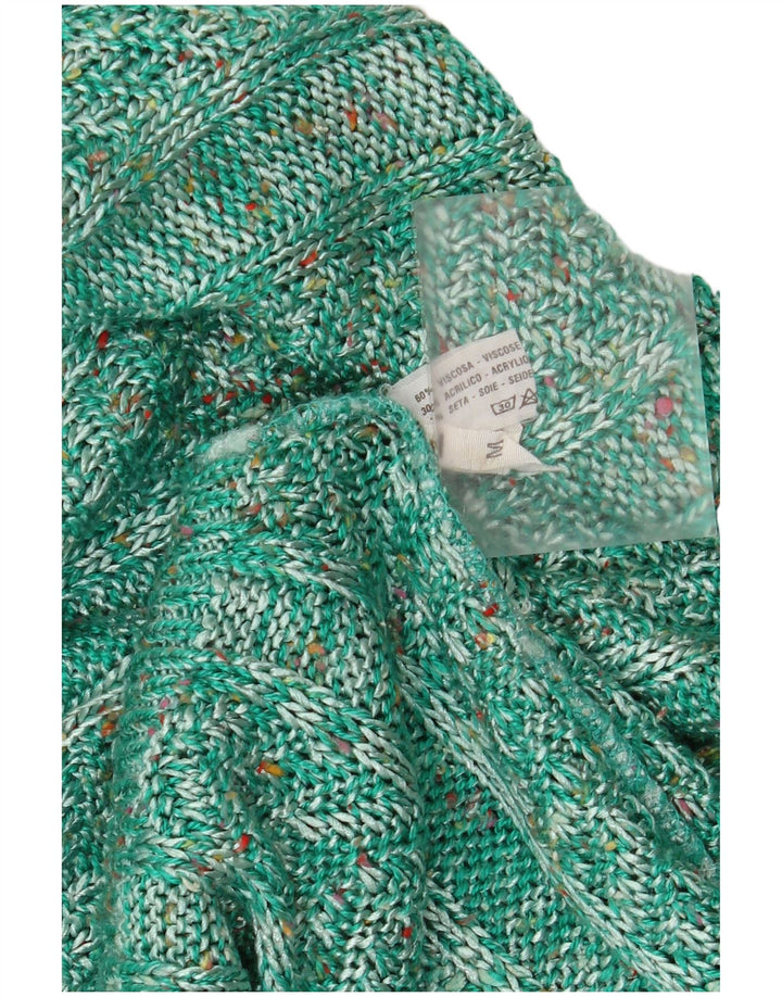 Vintage Dame Boat Neck Jumper Sweater UK 14 Medium Green Flecked