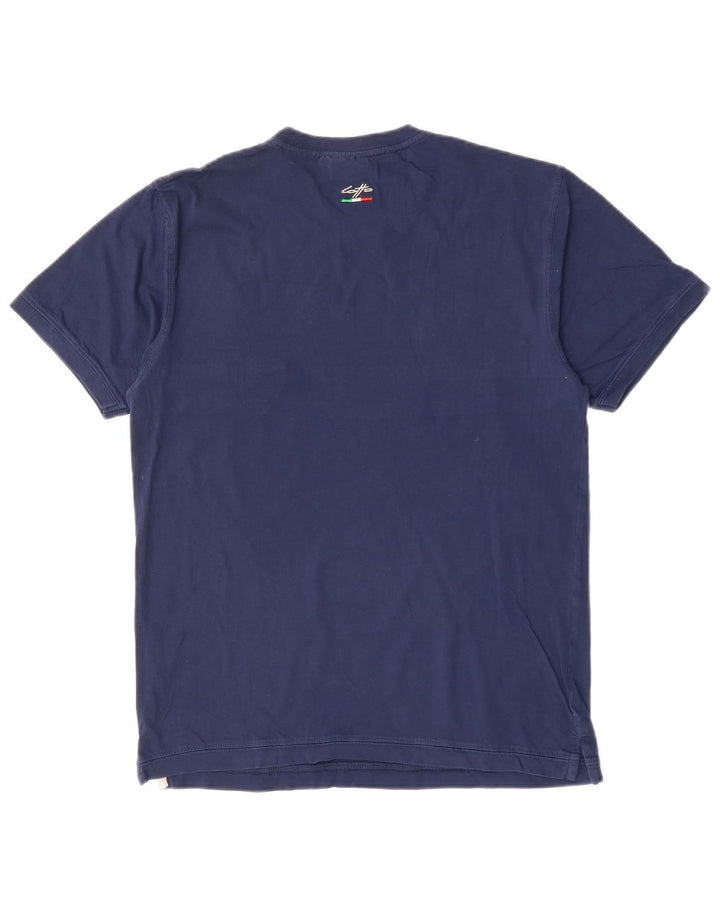 LOTTO Herre T-shirt Top Stor marineblå stribet bomuld