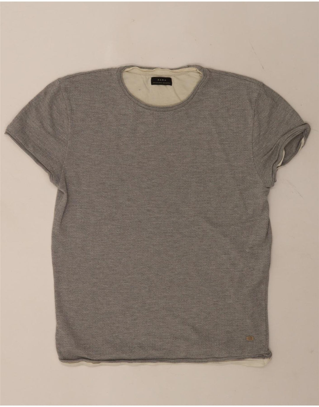 Zara Herre T-Shirt Top XL Grå Colourblock