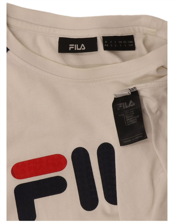 Fila Herre Grafisk T-Shirt Top Lille Hvid Bomuld
