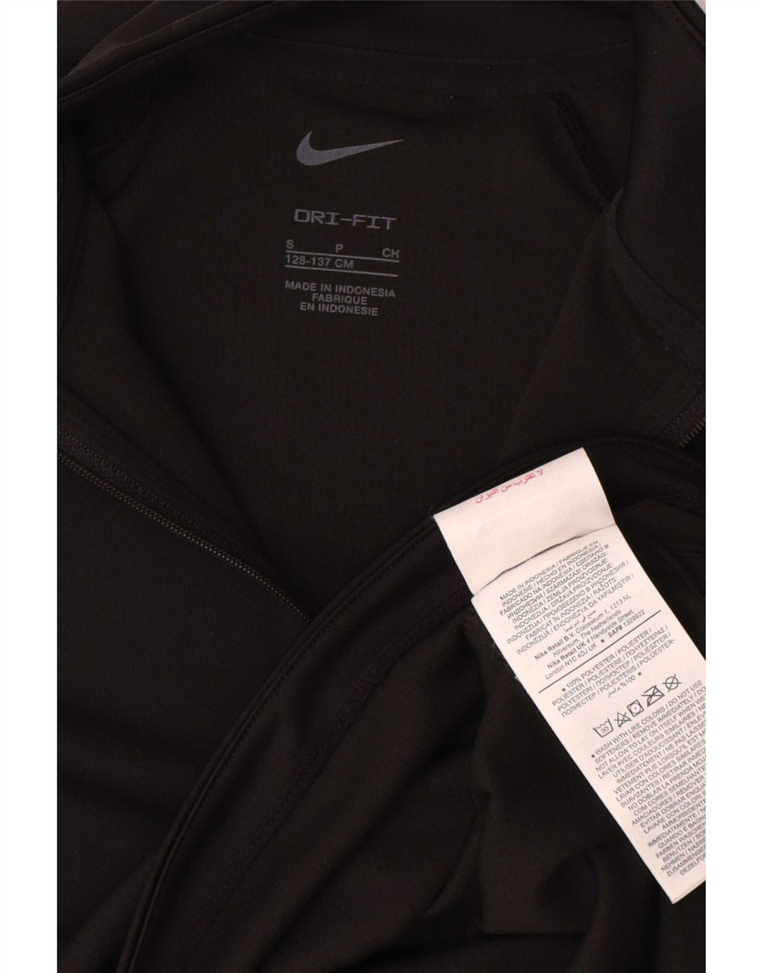 Nike Girls Dri Fit Pullover med lynlås-hals Træningsdragt Top 8-9 år Lille Sort