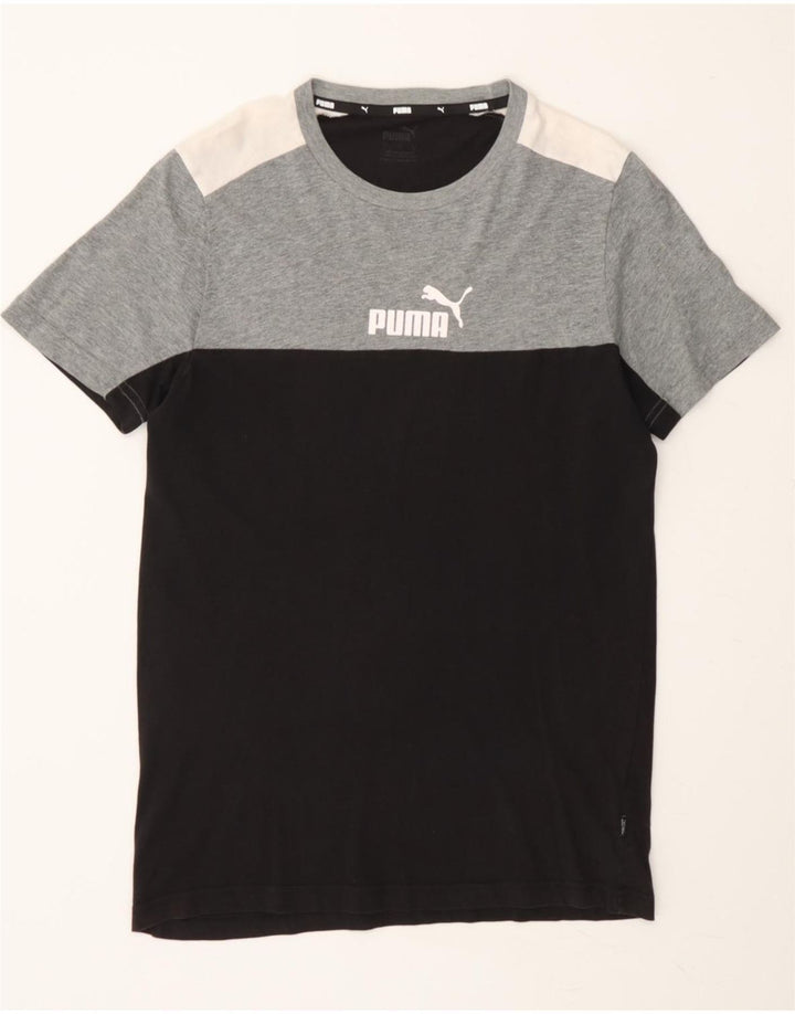 PUMA Mens T-Shirt Top Small Black Colourblock Cotton Vintage Puma and Second-Hand Puma from Messina Hembry 