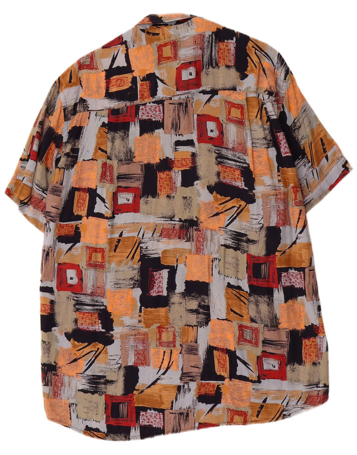 Vintage Kortærmet Herreskjorte Medium Flerfarvet Patchwork Viscose