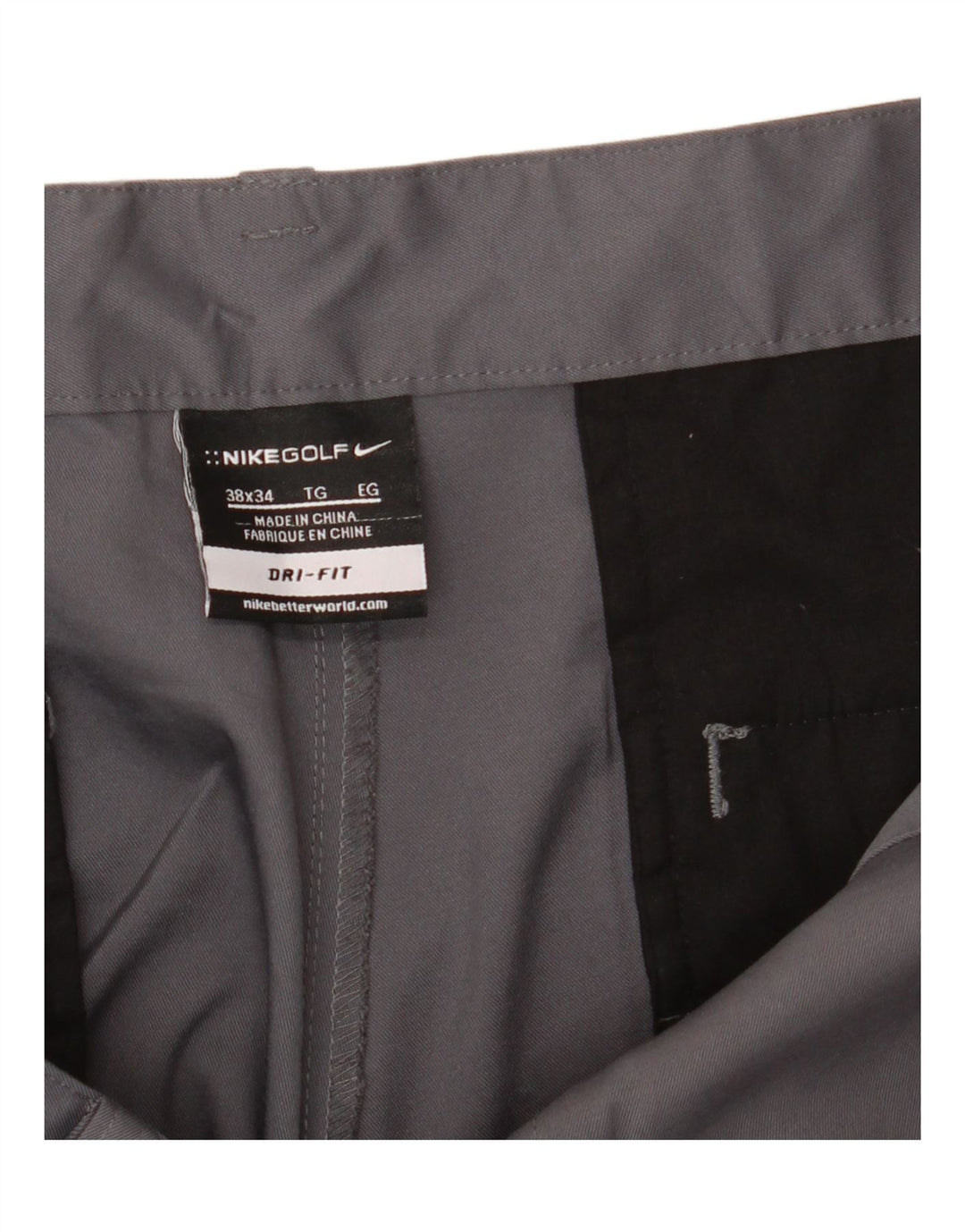 NIKE Mens Dri Fit Straight Chino Trousers W38 L34 Grey Polyester Vintage Nike and Second-Hand Nike from Messina Hembry 