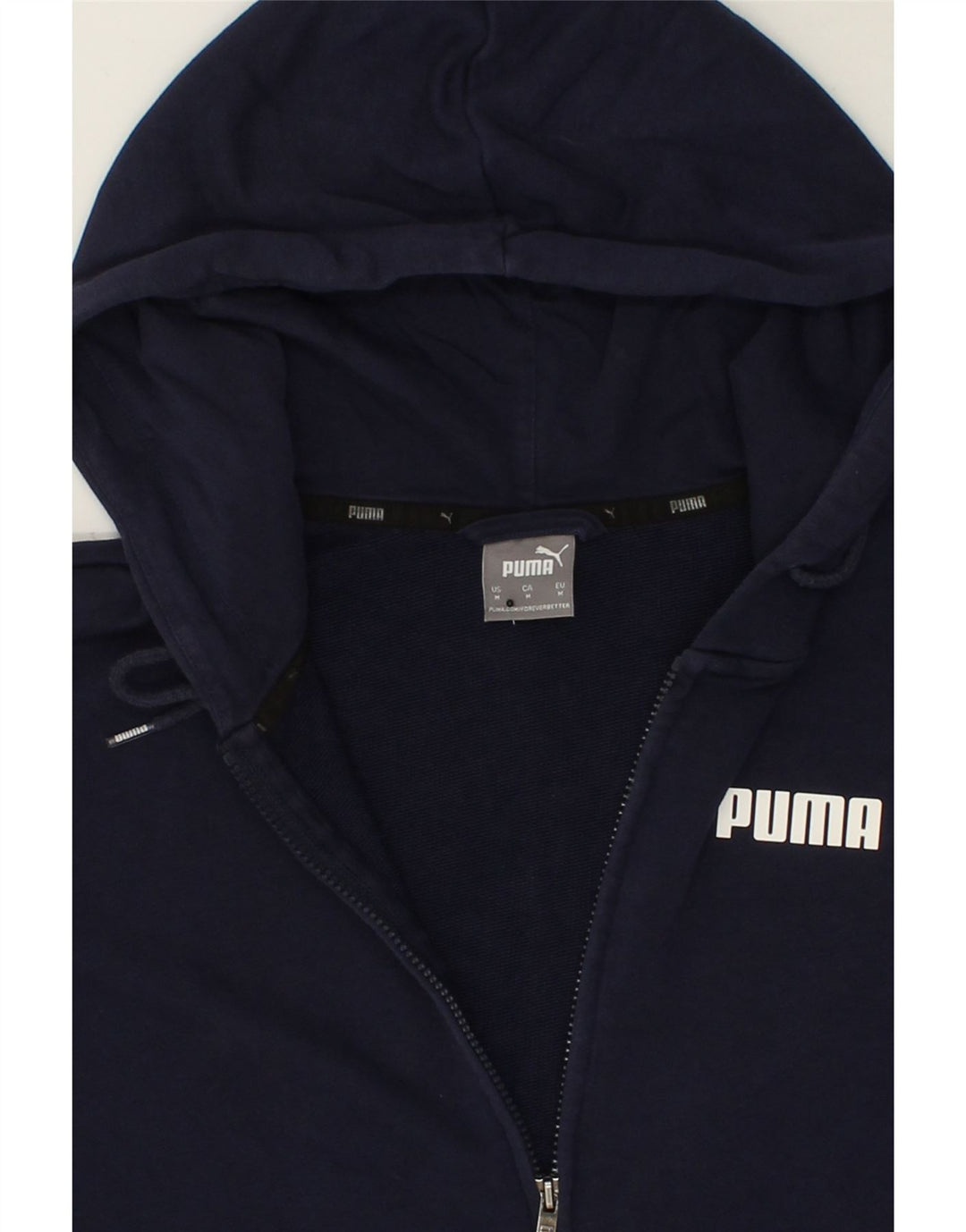 PUMA Mens Zip Hoodie Sweater Medium Navy Blue Cotton Vintage Puma and Second-Hand Puma from Messina Hembry 