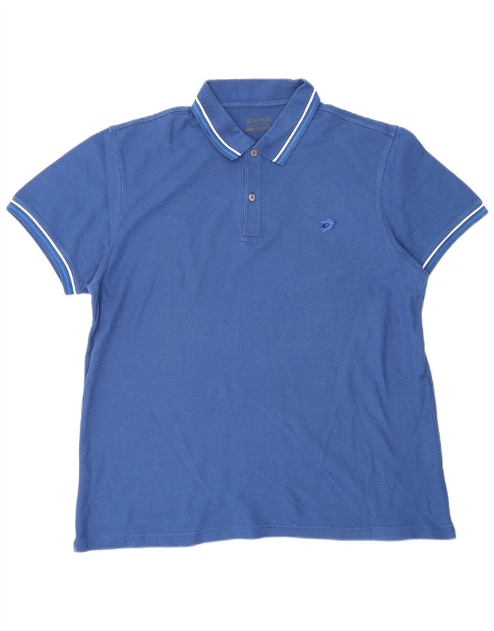 LOTTO Mens Polo Shirt Large Blue Cotton