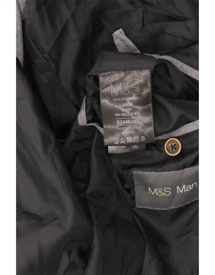 Marks & Spencer Herre Bomber Jacket UK 40 Large Navy Blue Polyester