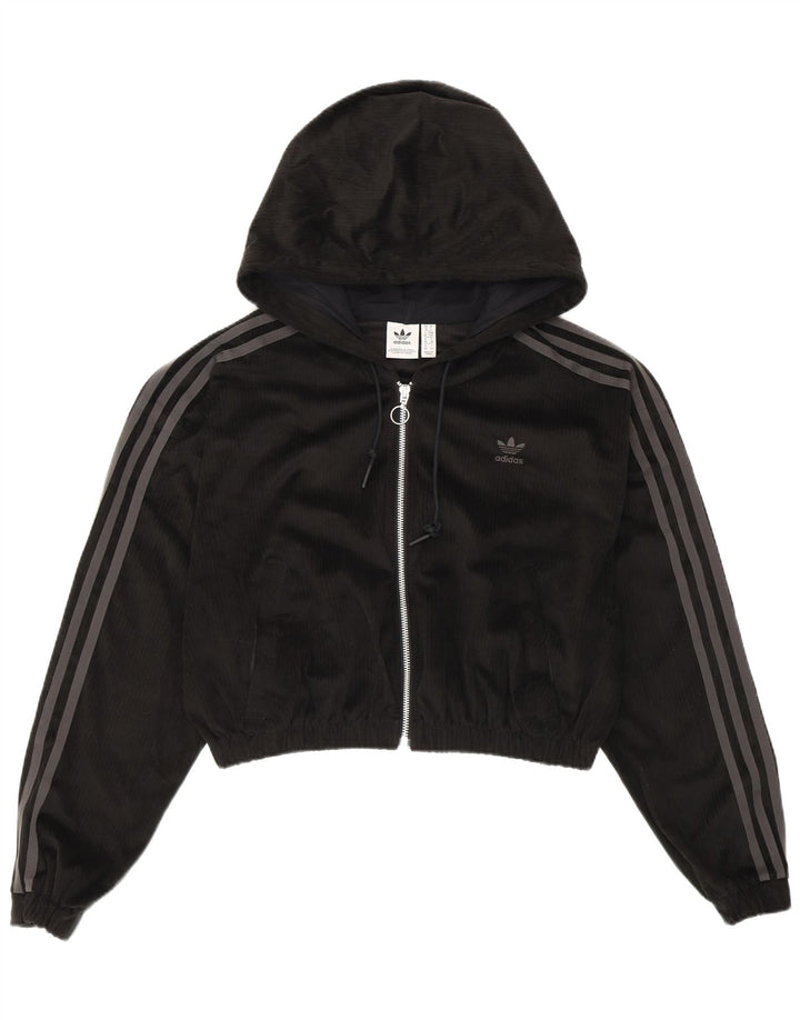 Adidas Womens Crop Oversized hættetrøje med lynlås UK 10 Small Black Polyester