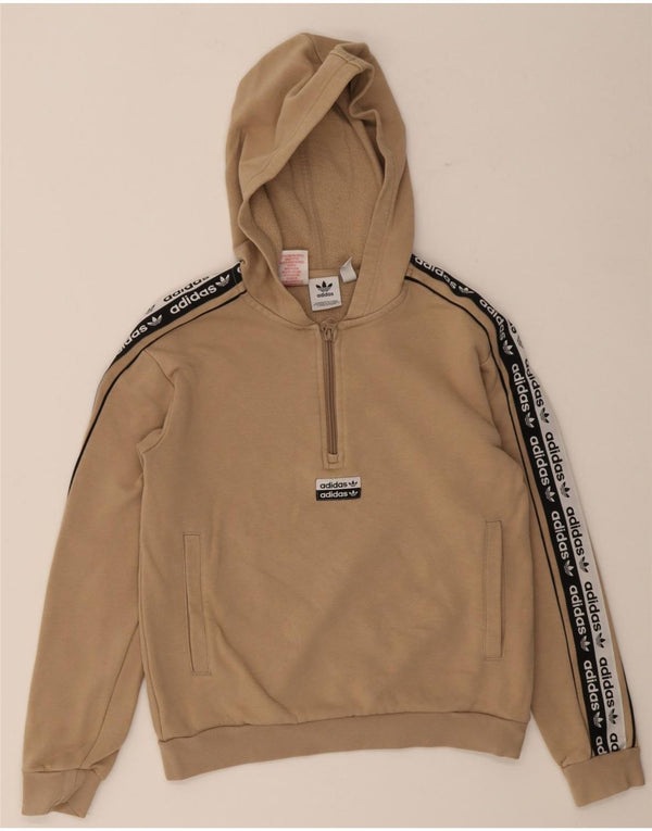 Adidas drenge grafisk hættetrøje med lynlåshals 11-12 år Beige Colourblock