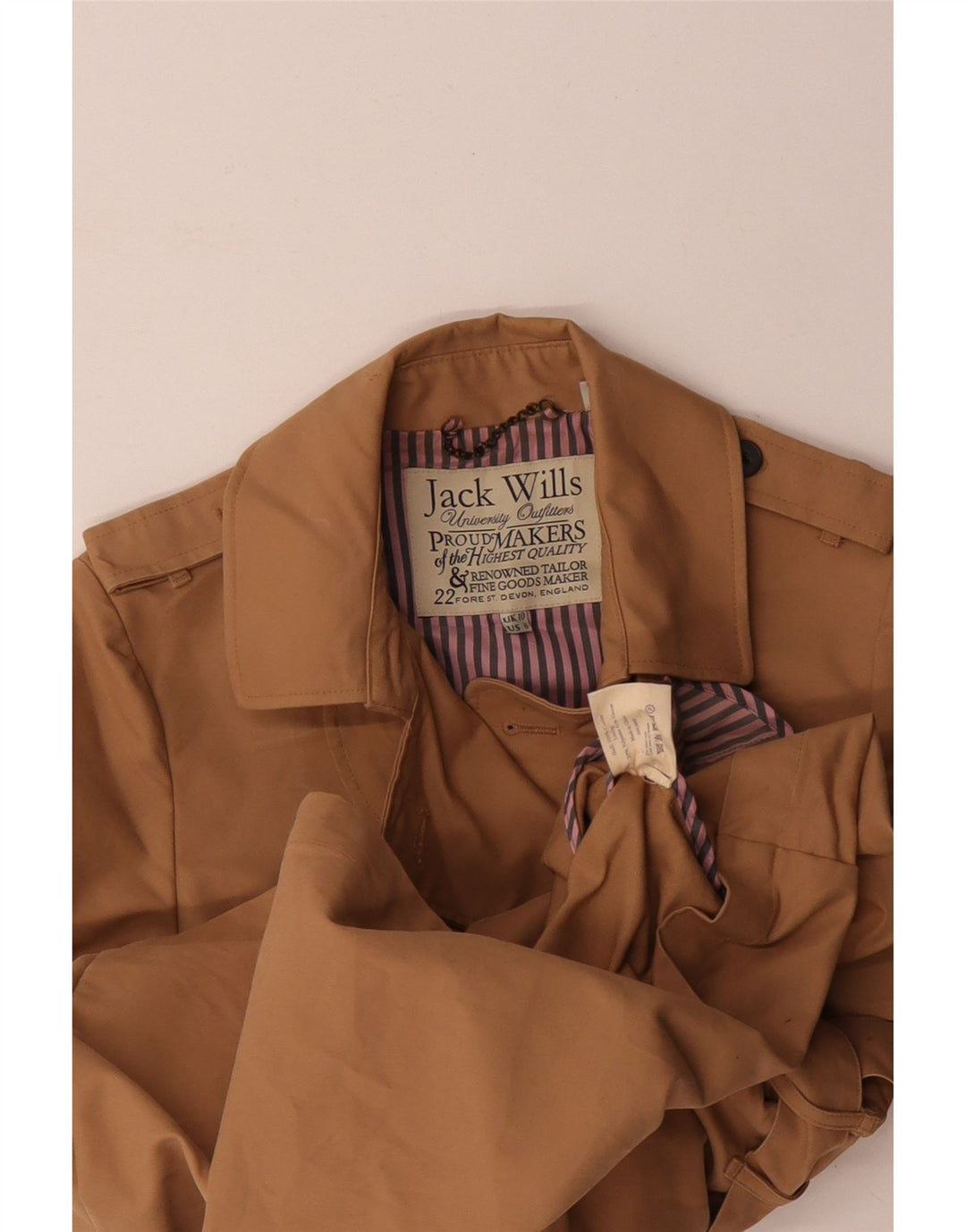 JACK WILLS Dame Trench Coat UK 10 Lille Beige Bomuld