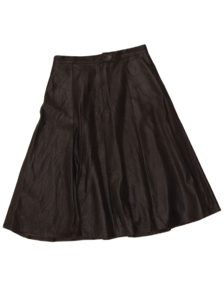 VICTORY Womens High Waist Leather Skirt IT 44 Medium W26  Black Leather