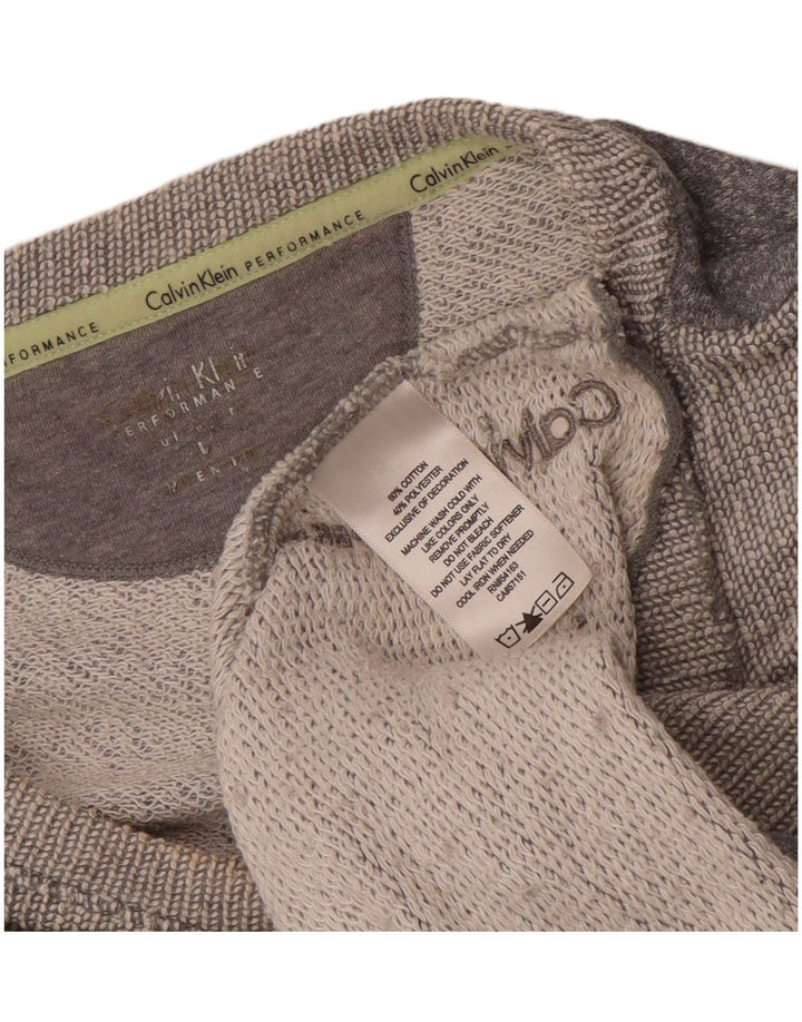 CALVIN KLEIN Womens Performance Top Langærmet UK 18 XL Grå Colourblock