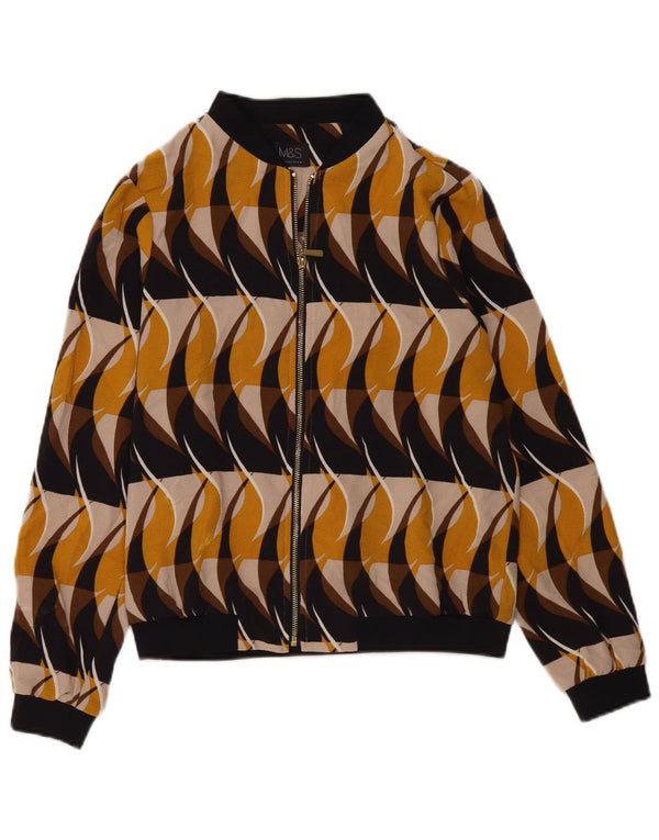 MARKS & SPENCER Bomberjakke til kvinder UK 14 Medium Flerfarvet Geometrisk