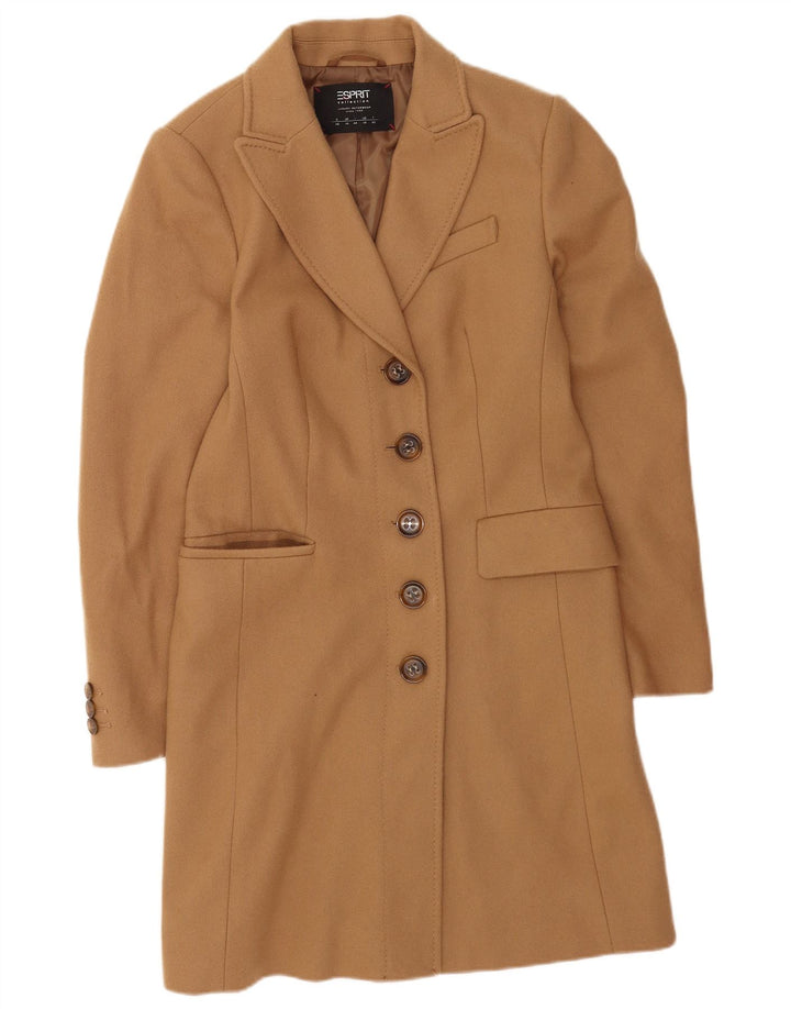 Esprit Dame Overfrakke UK 14 Stor Beige Virgin Wool