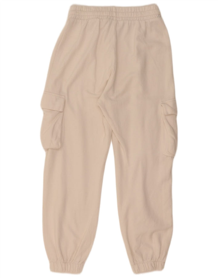Zara Dame Cargo Træningsdragt Bukser Joggers UK 12 Medium White Bomuld