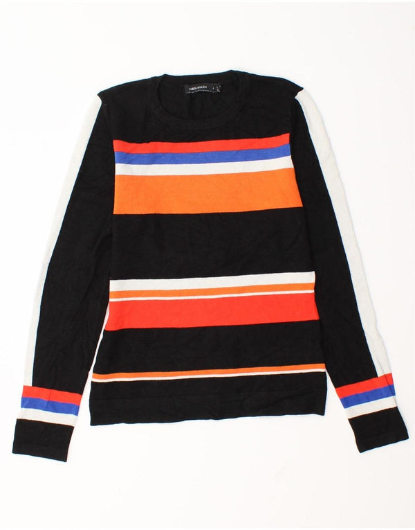 Karen Millen Dame Jumper Sweater UK 12 Medium Sort Stribet