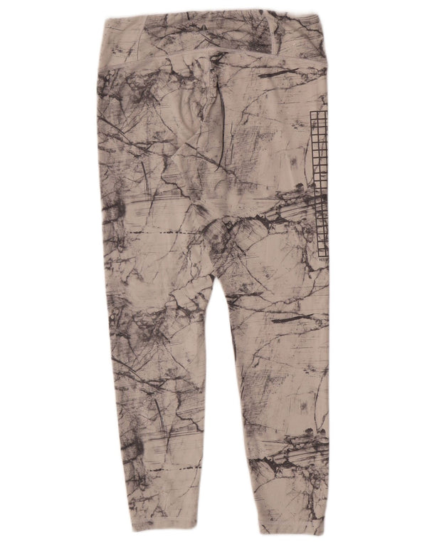 Reebok Womens Crop Abstract Pattern Leggings UK 12/14 Medium Grey