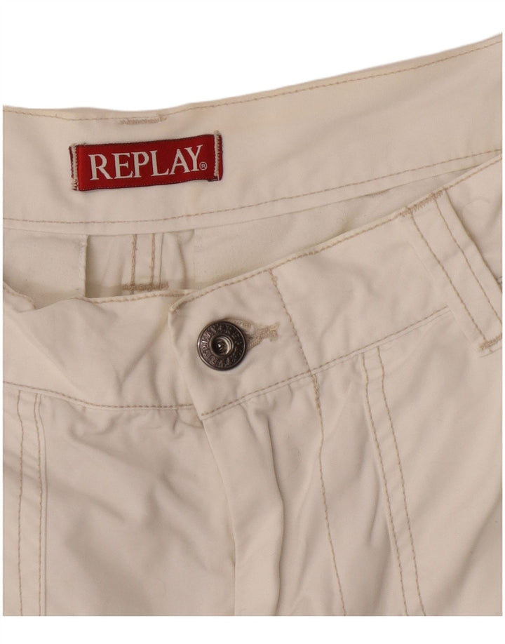 Replay Herre Cargo Shorts W28 Small White