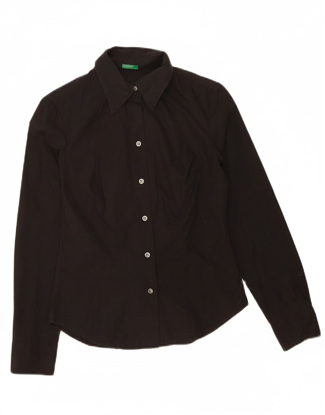 BENETTON Womens Shirt UK 10 Small Black Cotton