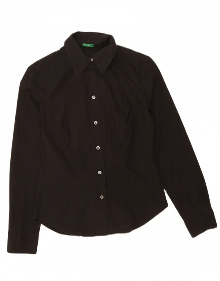 BENETTON Womens Shirt UK 10 Small Black Cotton