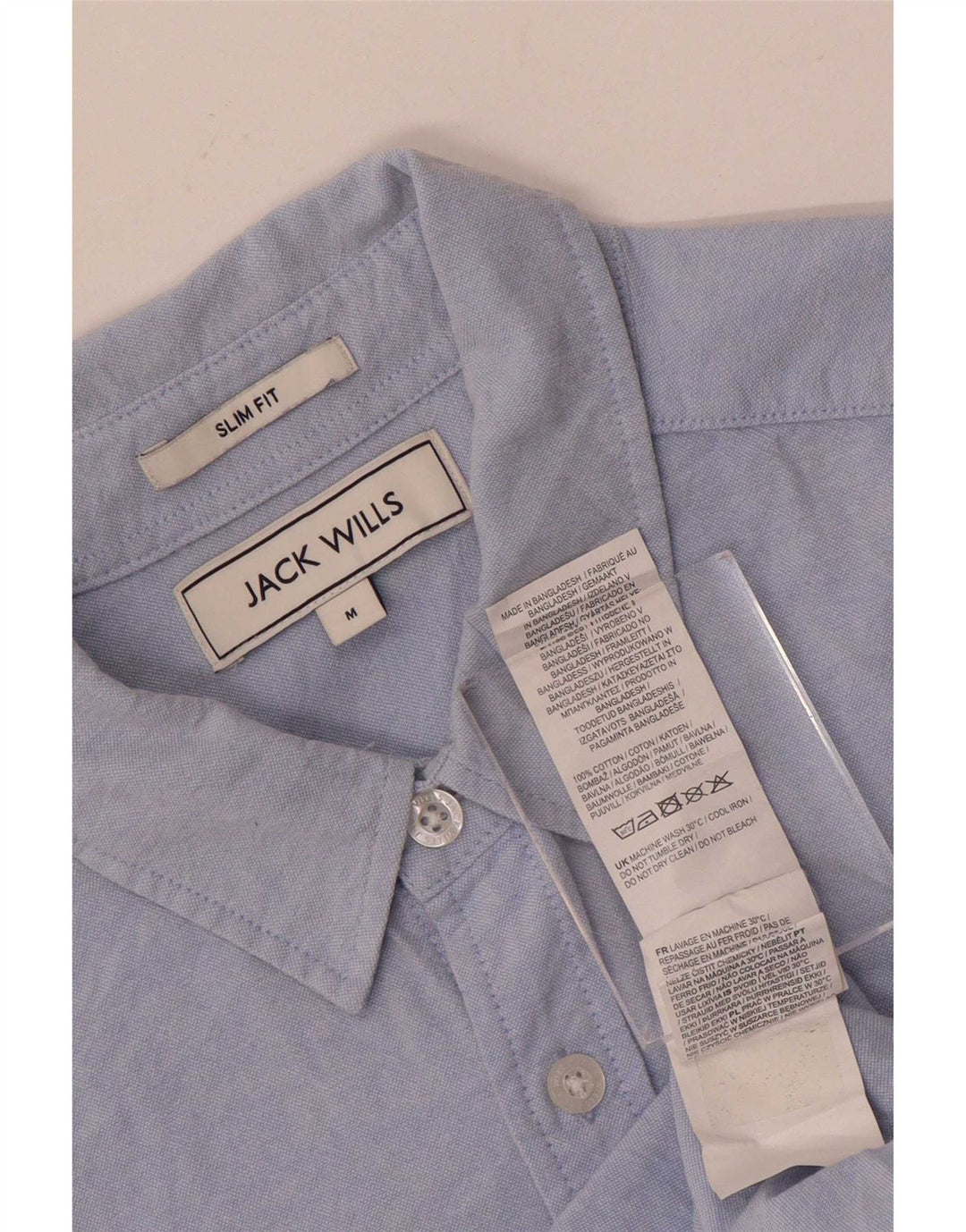 Jack Wills Kortærmet Slim Fit-skjorte til mænd mellemblå bomuld