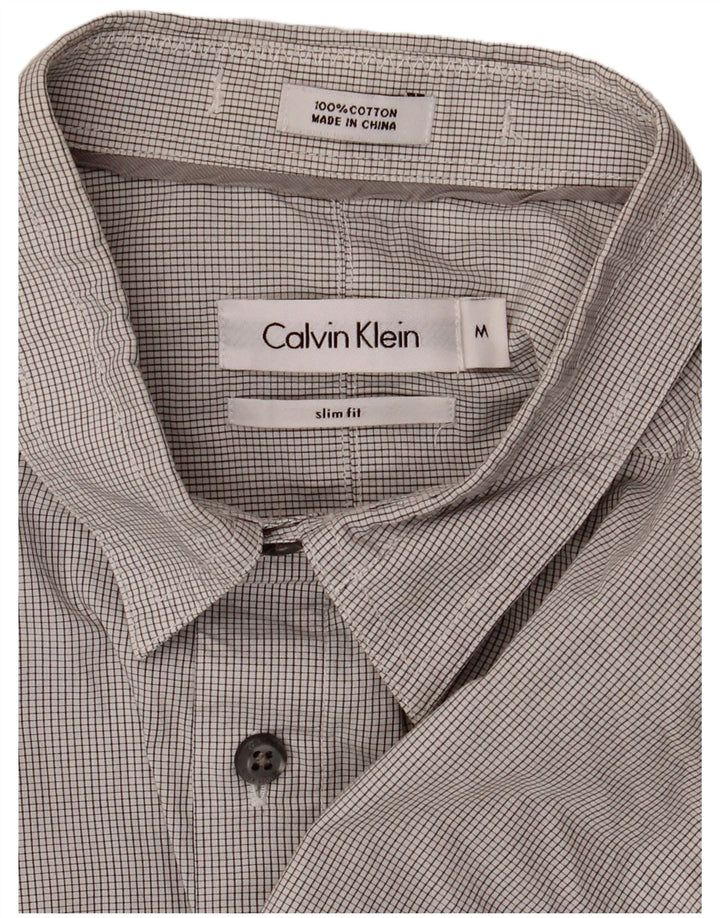 Calvin Klein Herre Slim Fit Formel skjorte Medium Grey Gingham Cotton