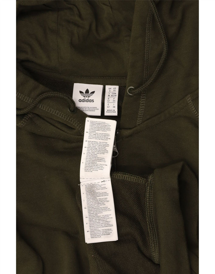 ADIDAS hættetrøje med lynlås til kvinder UK 6 XS Grøn bomuld