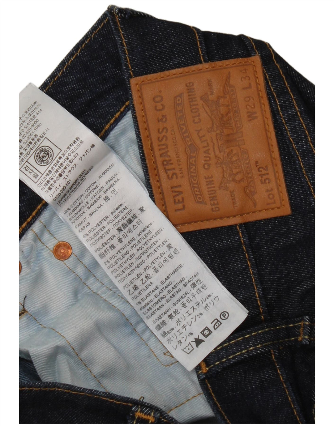 Levi's Herre 512 Slim Tapered Jeans W29 L34 Marineblå Bomuld